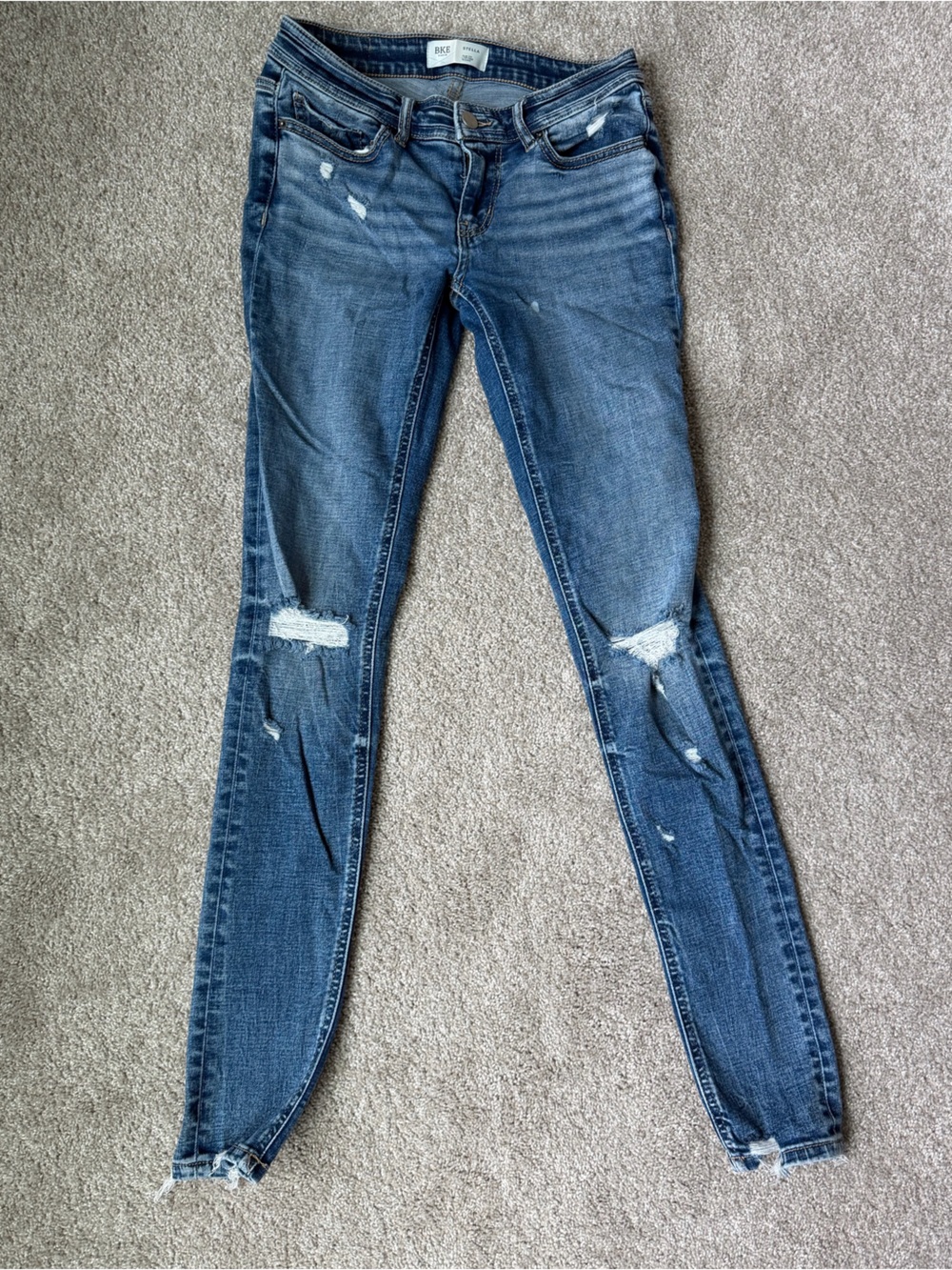 BKE Stella Dark Blue Distressed Skinny Jeans